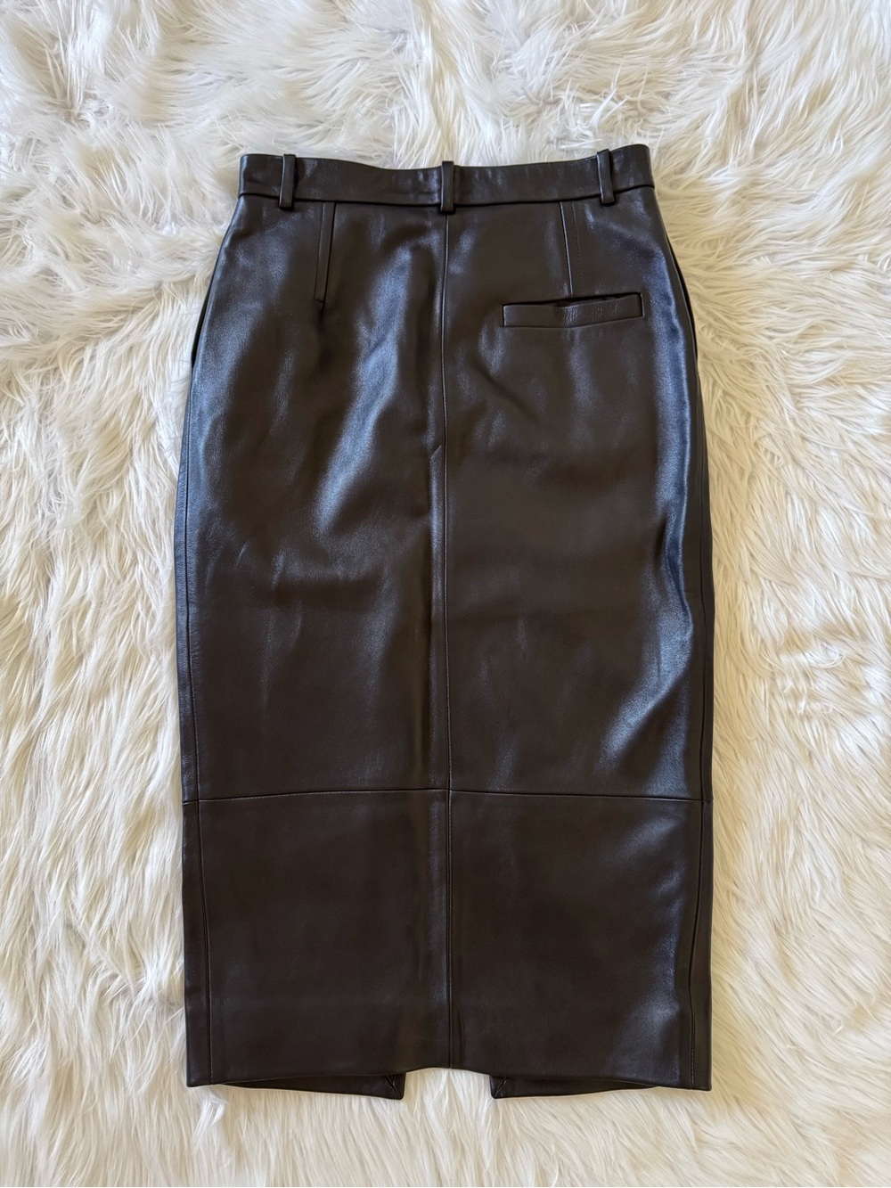 KHAITE New Anden Leather Skirt Black Size 2 - Picture 9 of 9